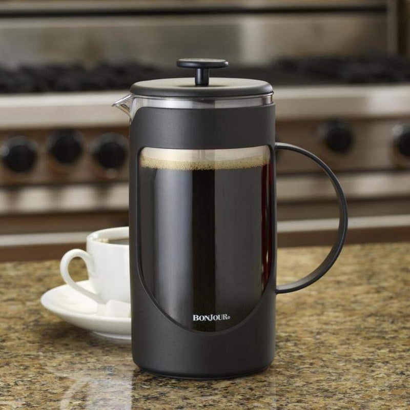 BonJour Coffee Unbreakable Plastic French Press, 33.8-Ounce, Ami-Matin, Black - Image 2
